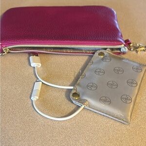 Fuchsia Leather Wristlet Wallet with Removable Card Pouch